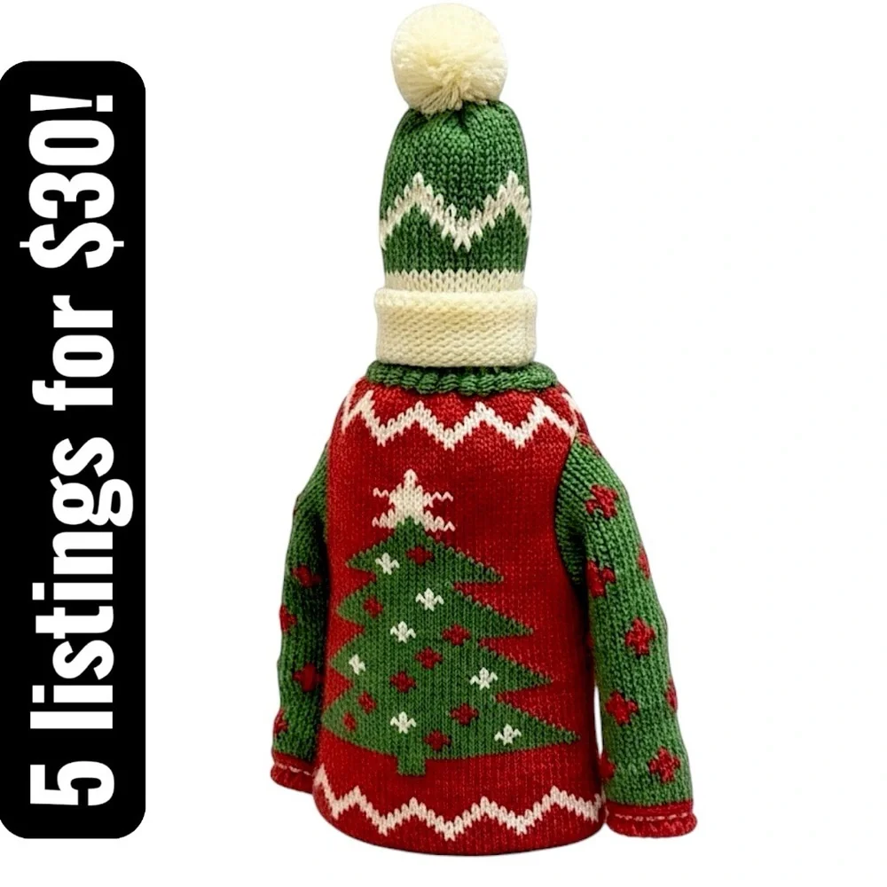Acrylic Knitted Christmas Wine Bottle Cover & Hat Cork Cover Festive Gift